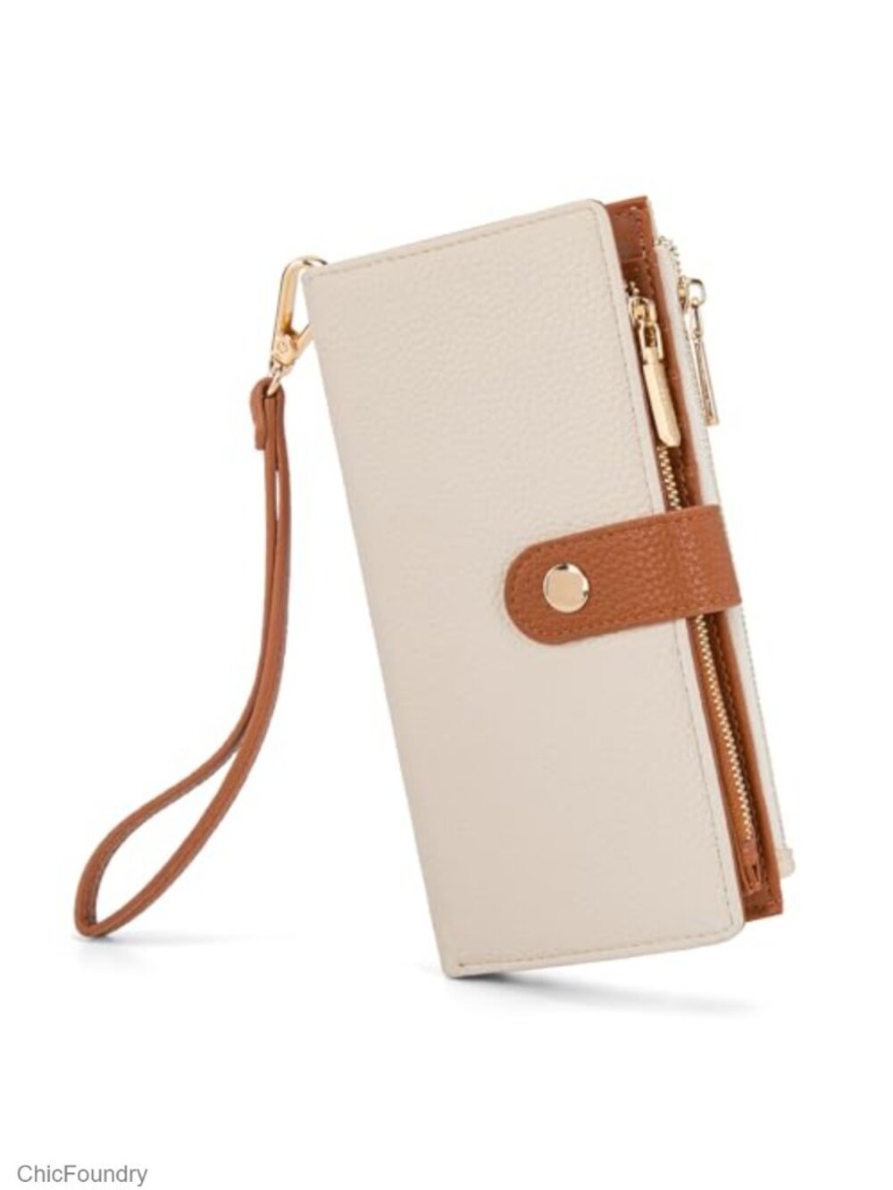 Large Wristlet Wallet for Women Bifold Phone Clutch RFID Faux Leather